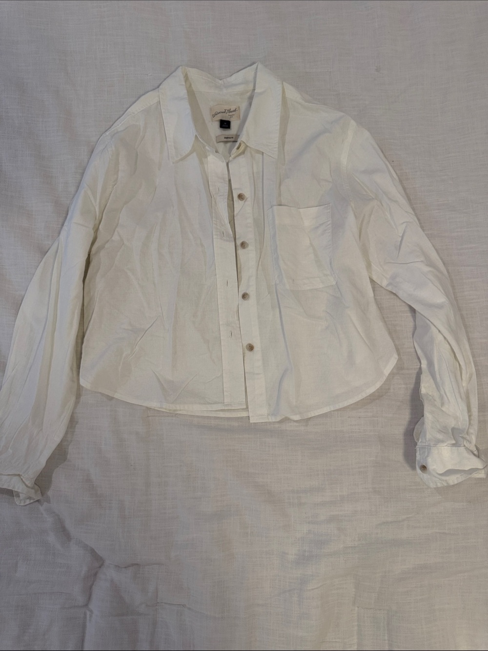 Universal Thread White Button-Front Shirt, cropped